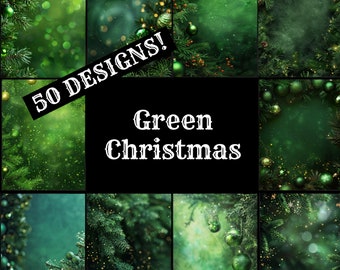 Green Christmas Journal Paper: Vintage Scrapbook Printable (PNG Digital Download)