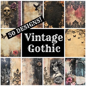 Vintage Gothic Journal Paper, Vintage Gothic Printable Paper, Vintage Journal Supplies, Journal Inserts