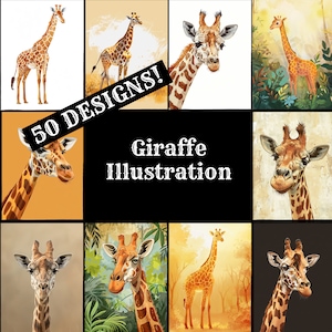 Giraffe Illustration Journal Paper, Giraffe Illustration Printable Paper, Vintage Giraffe Illustration Journal Supplies, Journal Inserts