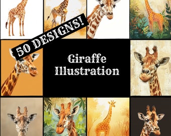 Giraffe Illustration Printable Paper: Vintage Journal Inserts (Digital Download)