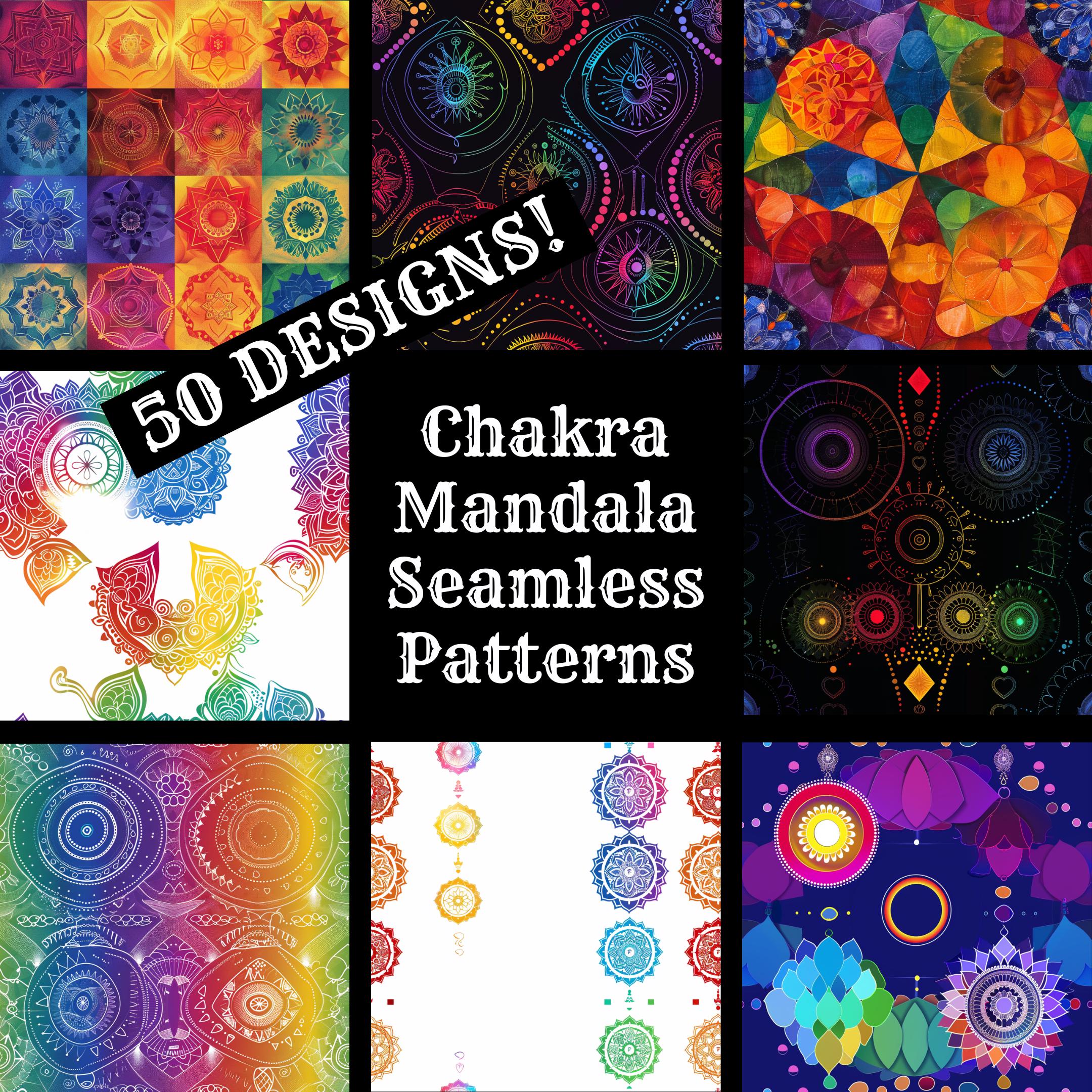 Chakra Mandala Seamless Pattern: 50 PNG Digital Papers (digital ...