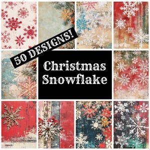 Christmas Snowflake Journal Paper, Christmas Snowflake Printable Paper, Vintage Journal Supplies, Journal Inserts