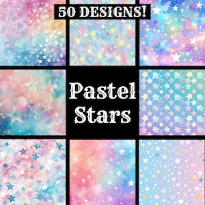 Pastelsterrenpapier, Pastelsterren afdrukbaar papier, Vintage Pastelsterren, Pastelsterren Journal Supplies, Journal Inserts Pastelsterren