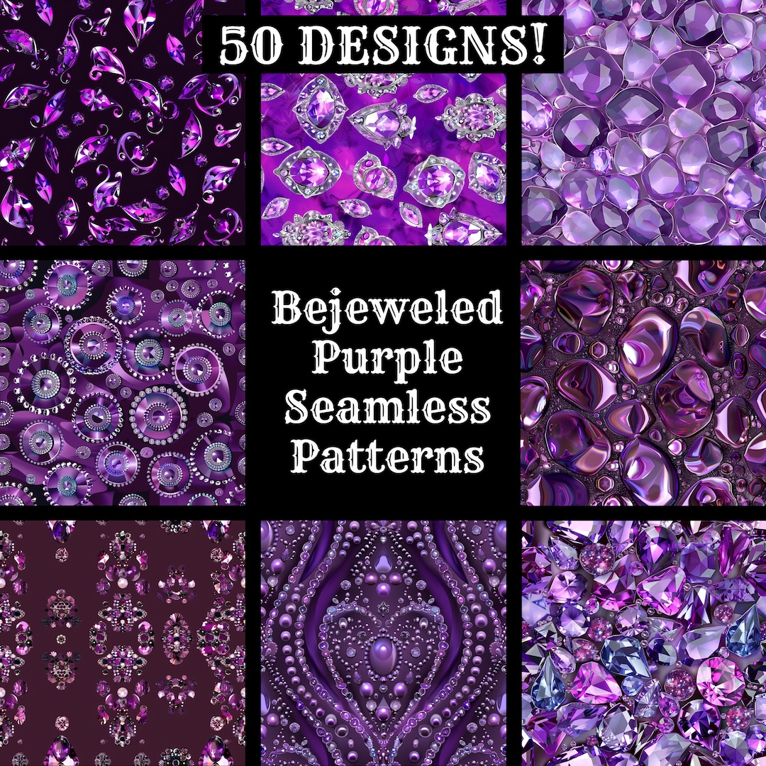 Bejeweled Purple Seamless Patterns: Scrapbook Paper (digital Download ...