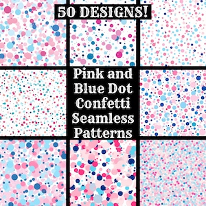 Pink & Blue Confetti Seamless Pattern: Scrapbook Paper (Digital Download)