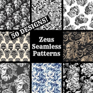Zeus Seamless Digital Paper, Zeus Printable Scrapbook Paper Seamless Textures, Digital Instant Download
