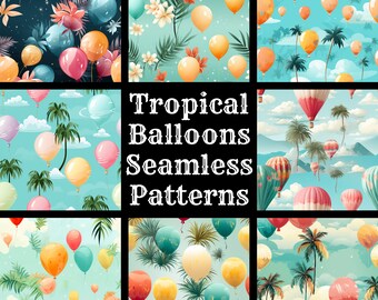 Tropical Balloons Seamless Pattern: Scrapbook Paper (Digital Download)