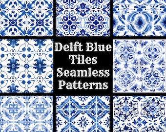 Delft Blue Tiles Seamless Digital Paper, Printable Scrapbook Paper Seamless Textures, Instant Download, Commercial Use Delft Blue Tiles Wrap