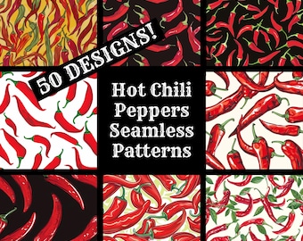 Hot Chili Pepper Seamless Pattern: Scrapbook Paper (Digital Download)
