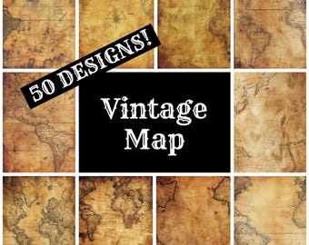 Carte papier numérique vintage : 50 pages d'album PNG (téléchargement numérique)