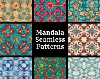 Mandala Seamless Pattern: 50 Digital Papers (PNG, 300 dpi) (Digital Download)