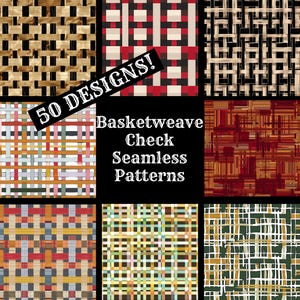 Basketweave Check Seamless Digital Paper, Basketweave Check Printable Scrapbook Paper Seamless Textures, Digital Instant Download
