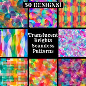 Translucent Brights Seamless Digital Paper, Printable Scrapbook Paper Seamless Textures Digital Instant Download Seamless Translucent Bright