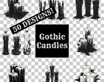 Gothic Candles Clip Art: Translucent PNG Overlays (Digital Download)