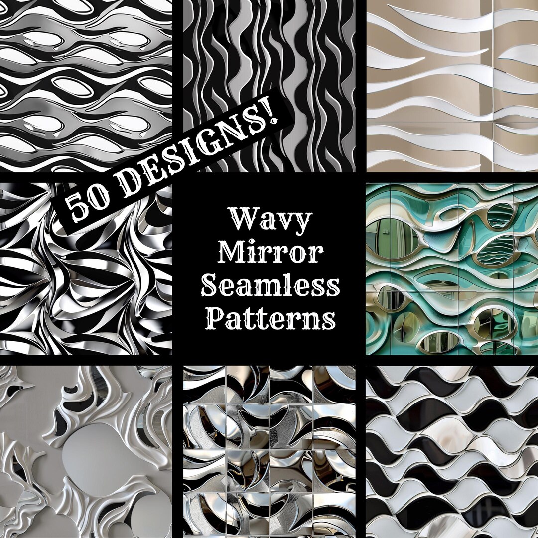 Wavy Mirror Seamless Digital Paper, Printable Scrapbook Paper Seamless ...