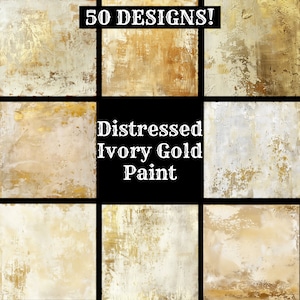 Distressed Ivory Gold Paint Digital Paper: 50 Textures (Digital Download)