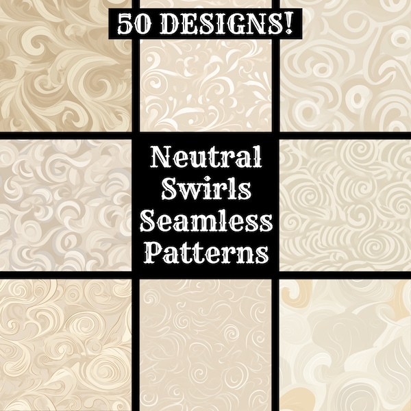 Neutral Swirls Seamless Digital Paper, Printable Scrapbook Paper Seamless Textures, Digital Instant Download Seamless Neutral Swirls