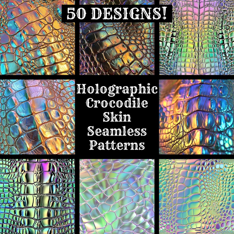 a collection of holographic skin seamless patterns