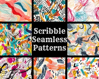 Scribble Seamless Pattern: 50 PNG Digital Papers (Digital Download)