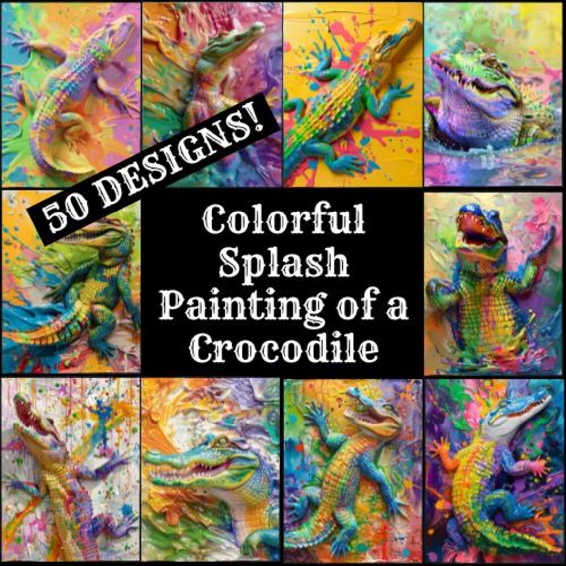 Crocodile Splash Art Journal Paper: Colorful Scrapbook Printables ...