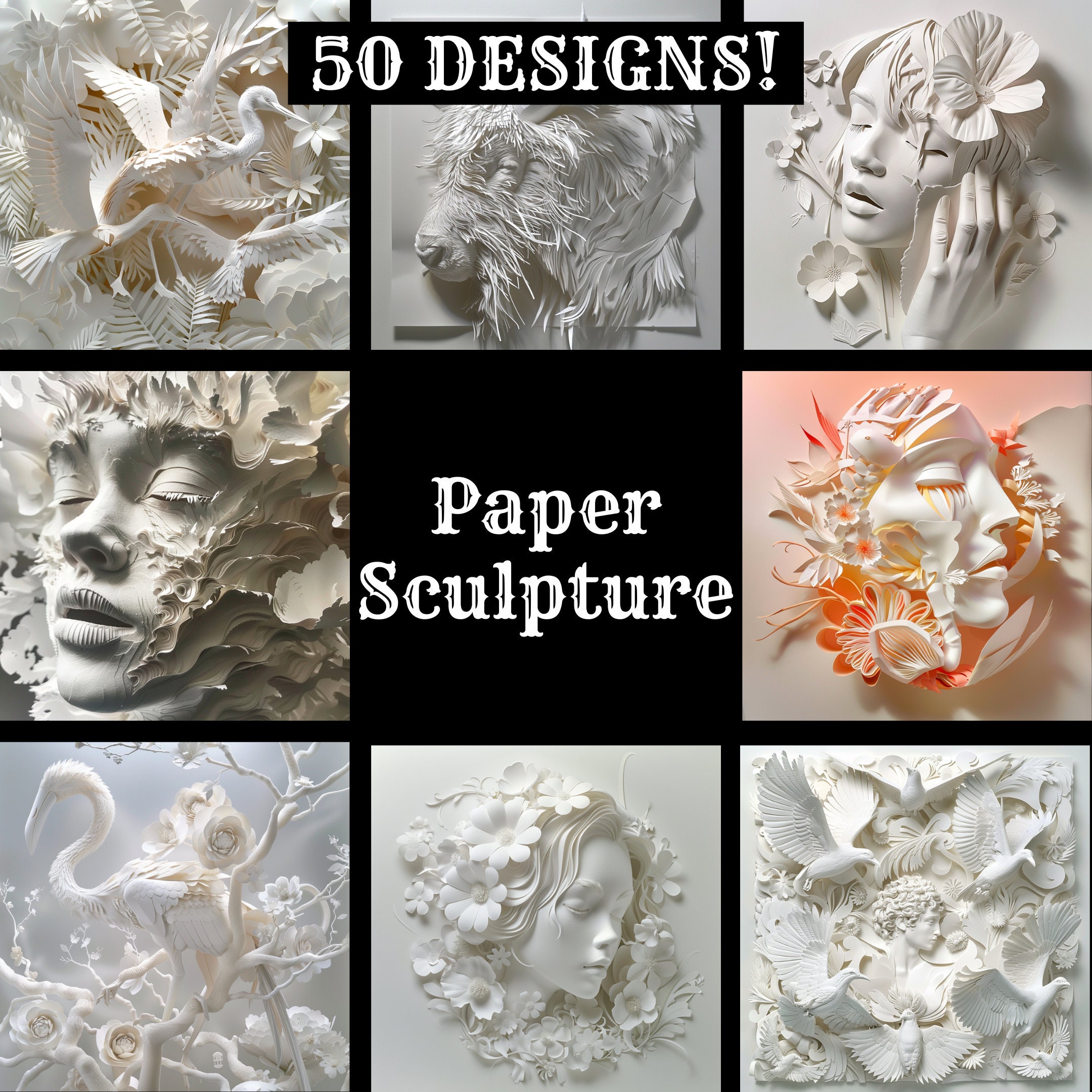 Paper Sculpture Paper, Paper Sculpture Printable Paper, Vintage Paper ...
