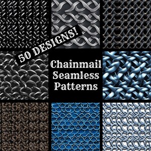Chainmail Seamless Pattern: Printable Texture, 50 PNG Digital Papers ...