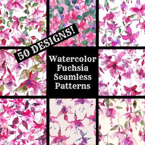 Watercolor Fuchsia Seamless Digital Paper, Printable Scrapbook Paper ...