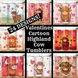 Ensemble de 24 gobelets en forme de vache des Highlands Cartoon pour la Saint-Valentin