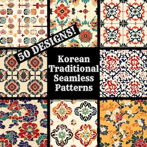 Traditionelle traditionelle koreanische nahtlose digitale Papier, traditionelle koreanische druckbare Scrapbook Papier nahtlose Texturen, digitale Sofort Download