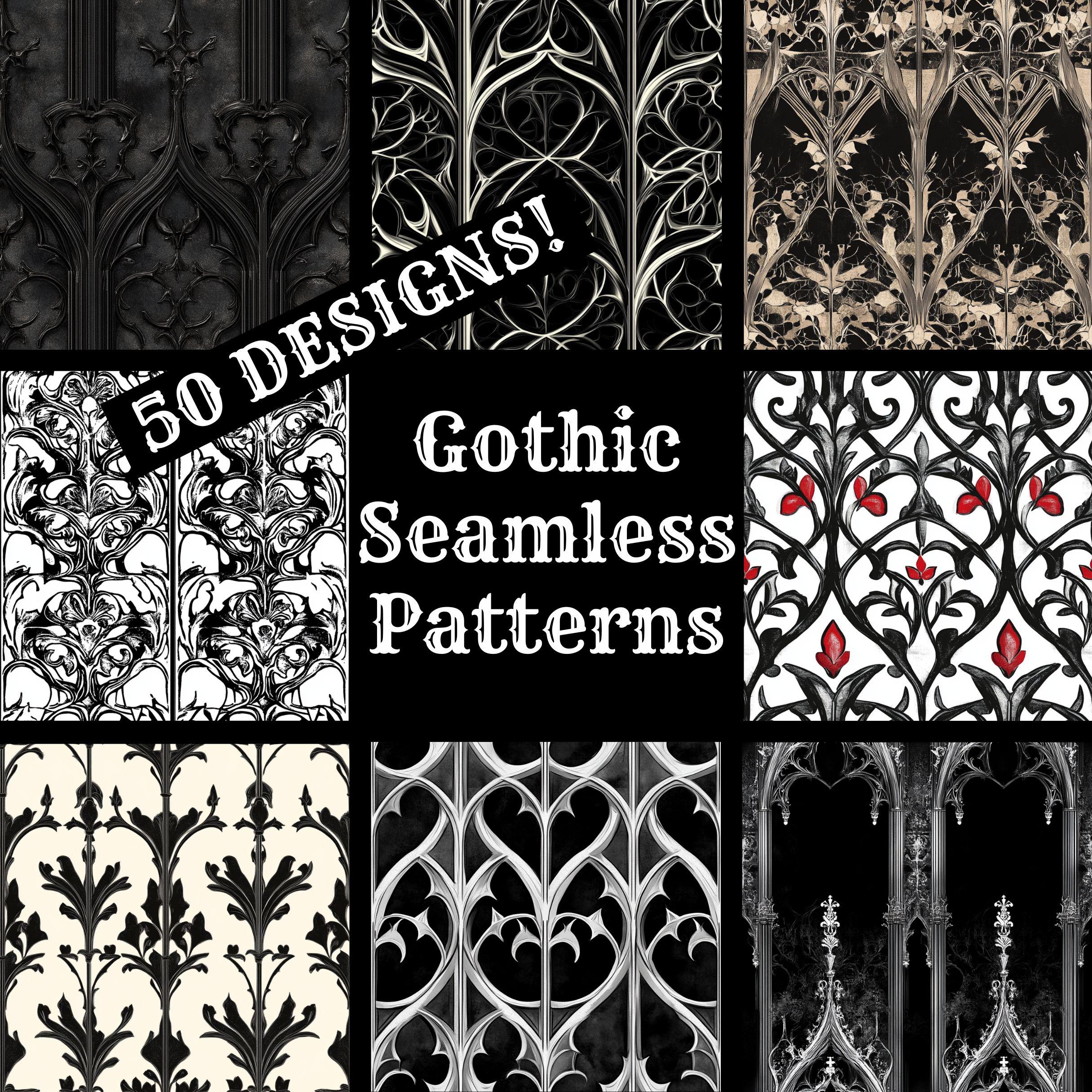 Gothic Seamless Patterns: Printable Scrapbook Paper (digital Download ...