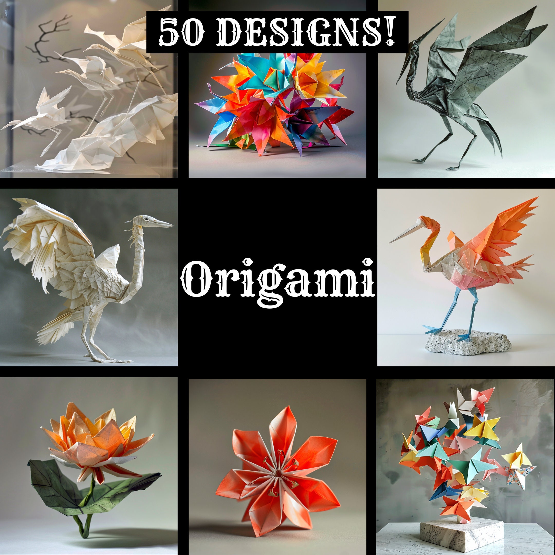 Origami Paper: Vintage Designs, High Resolution (digital Download) - Etsy