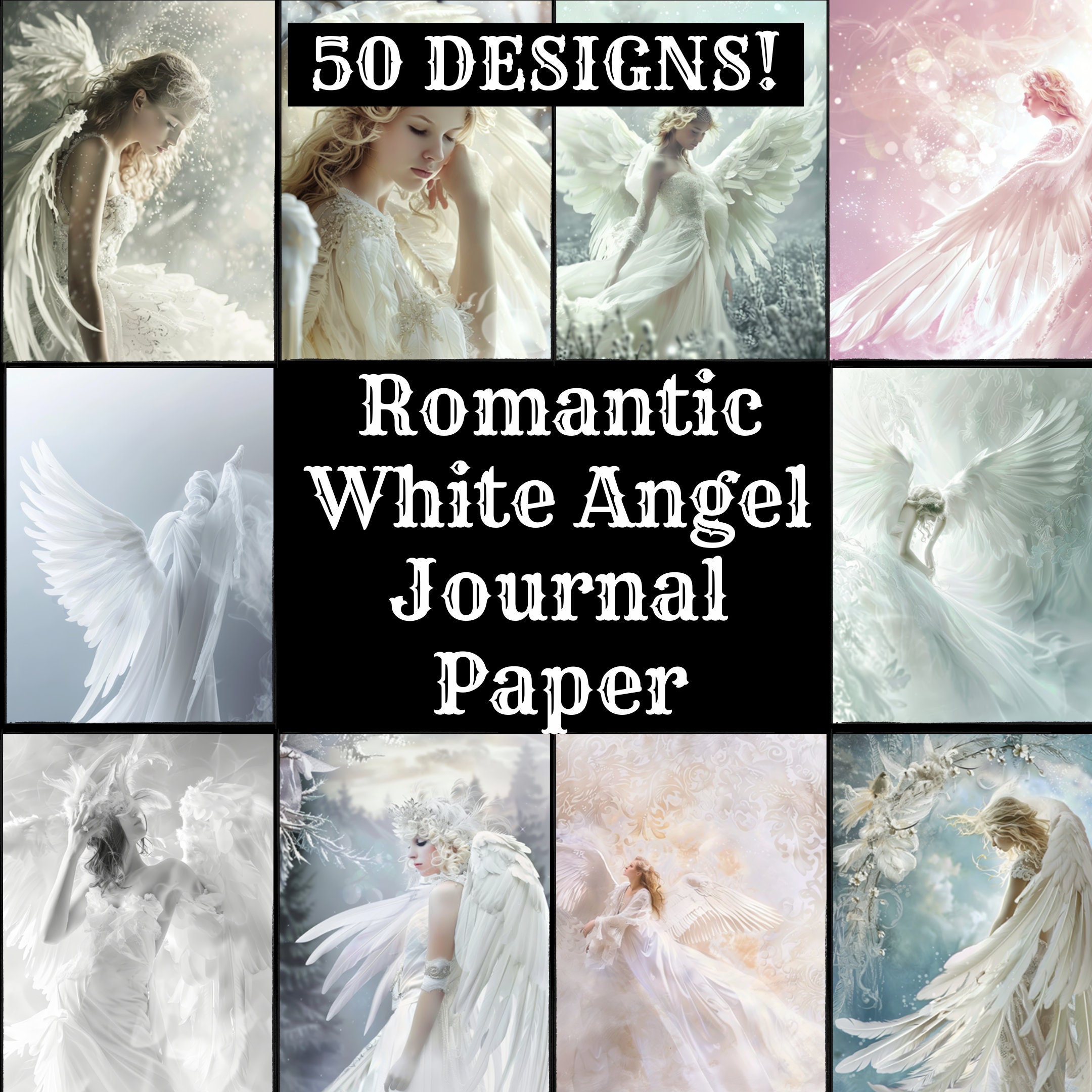 Romantic White Angel Journal Paper, Romantic White Angel Printable ...