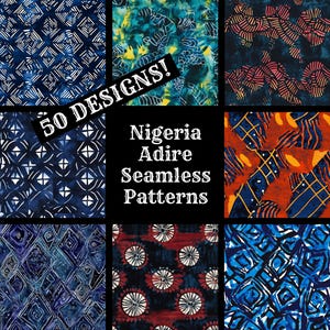 Nigeria Adire nahtloses digitales Papier, Nigeria Adire druckbares Scrapbook Papier nahtlose Texturen, digitaler Sofort Download