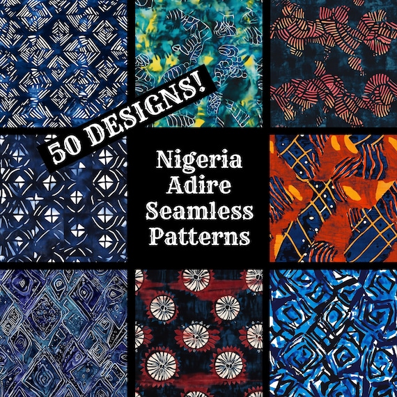 Nigeria Adire Seamless Patterns: Printable Scrapbook Paper (Digital Download)