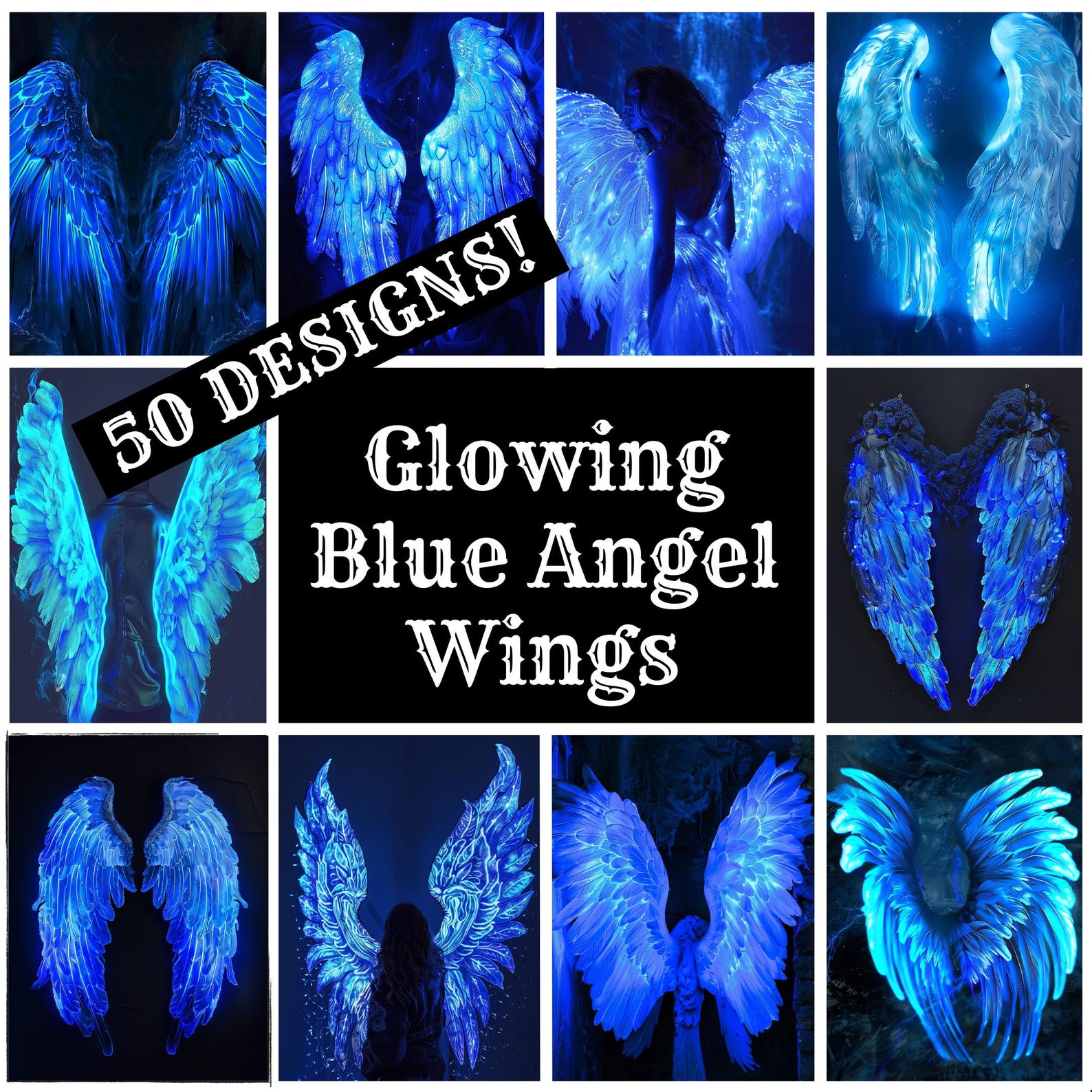 Glowing Blue Angel Wings Journal Paper, Glowing Blue Angel Wings
