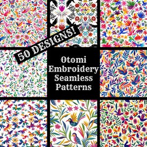 Papel digital sem costura para bordado Otomi, papel para scrapbook para impressão com texturas sem costura para bordado Otomi, download instantâneo digital