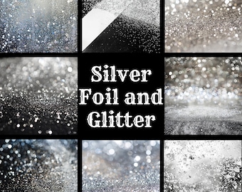 Silver Foil & Glitter Digital Paper: High-Resolution Scrapbook (PNG) (Digital Download)
