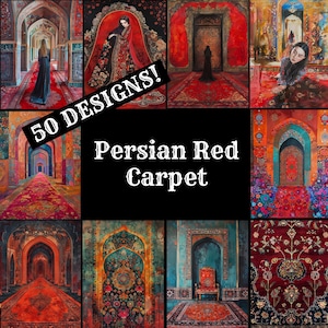 Persian Red Carpet Journal Paper, Persian Red Carpet Printable Paper, Vintage Journal Supplies, Journal Inserts