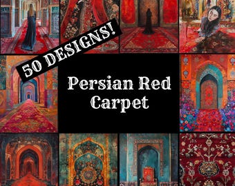 Persian Red Carpet Journal Paper: Vintage Scrapbook (Digital Download)