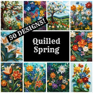 Quilling Frühling Journal Papier, Quilling Frühling druckbares Papier, Vintage Quilling Frühling, Quilling Frühling Journal Zubehör, Journal Einsätze