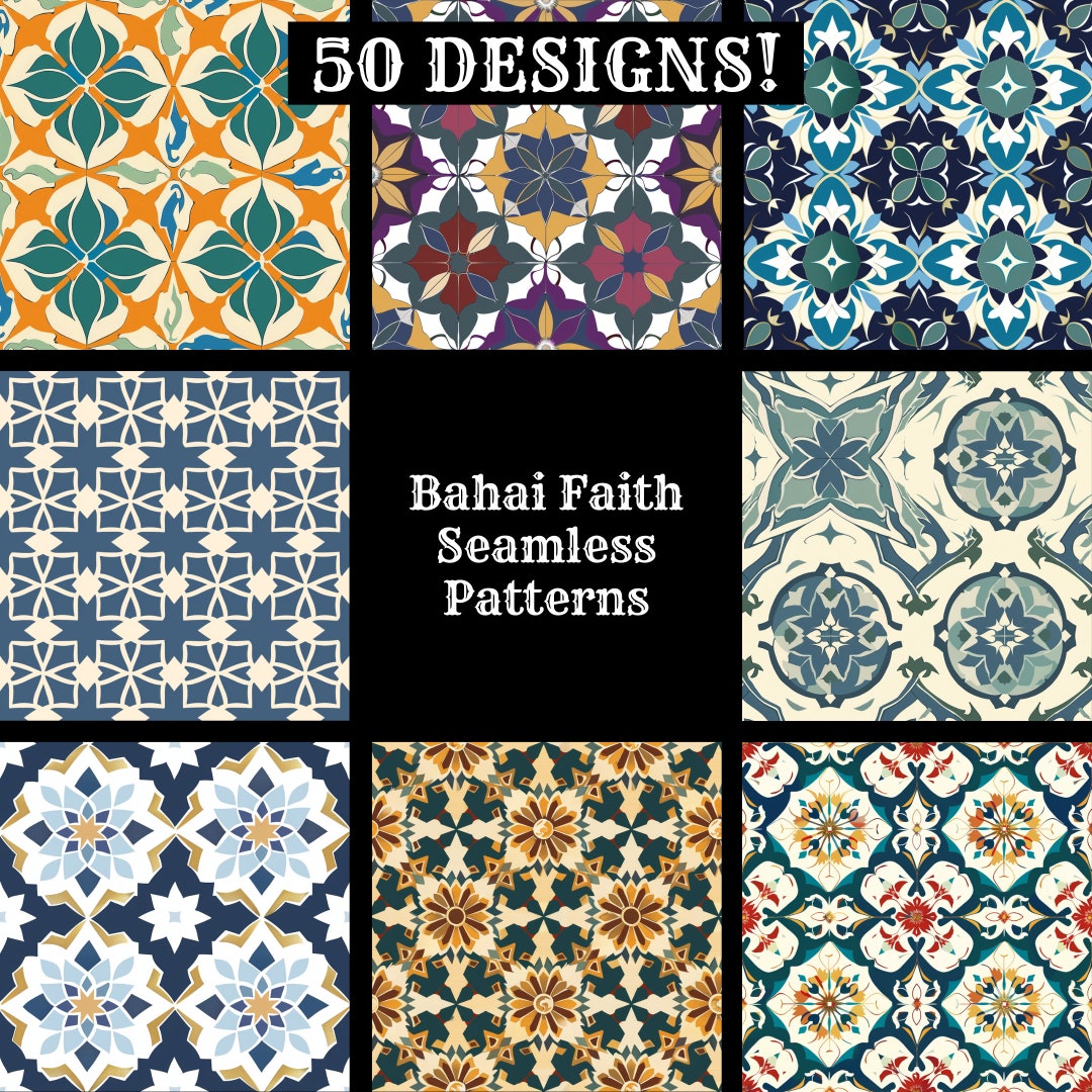 Bahai Faith Seamless Digital Paper, Bahai Faith Printable Scrapbook ...