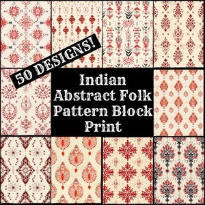 Bloco de impressão de bloco de padrão folclórico abstrato indiano, papel para impressão, suprimentos para diário vintage, encartes de diário