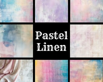Pastel Linen Digital Paper: Vintage Scrapbook Backgrounds (PNG)