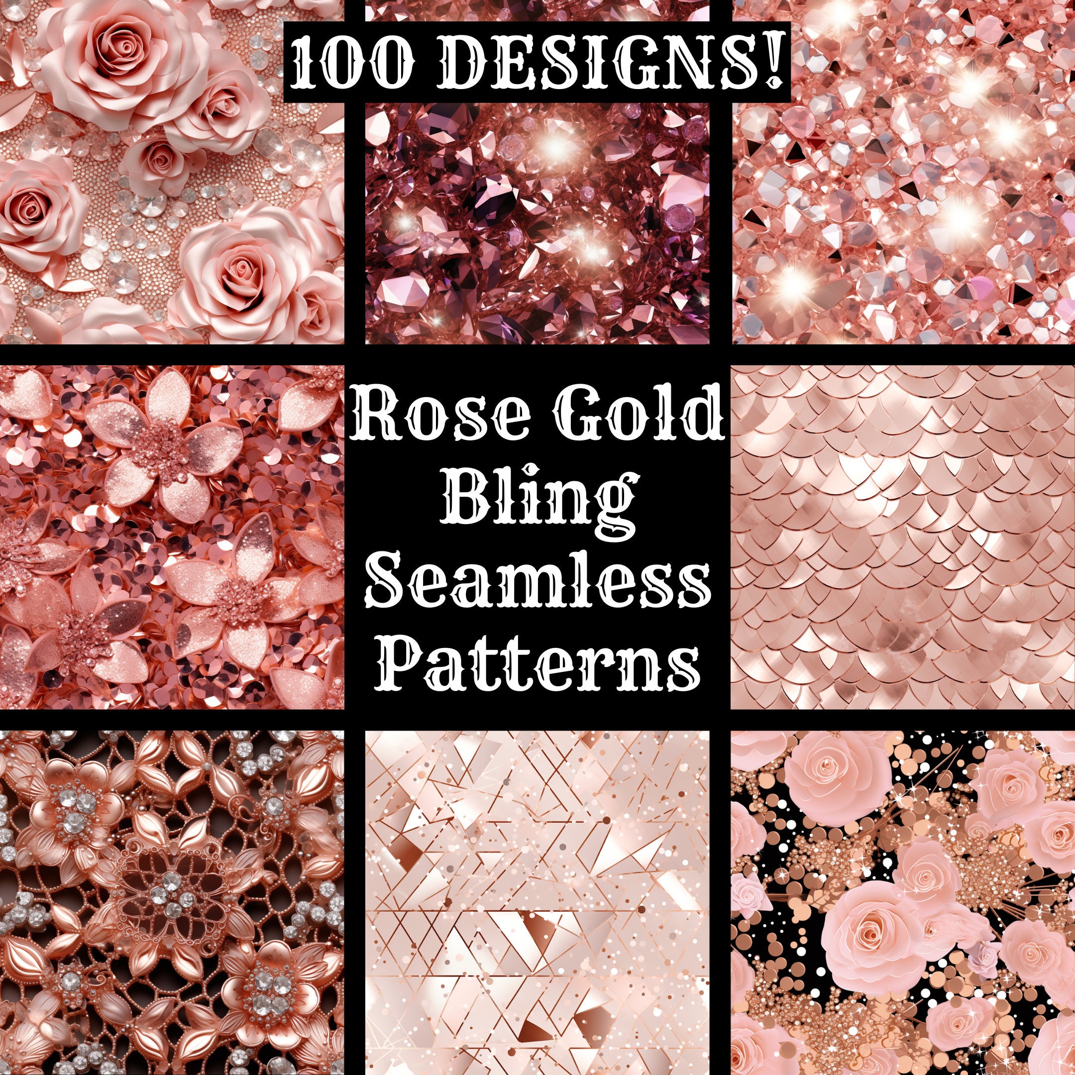 Rose Gold Bling Seamless Patterns: Scrapbook Paper (digital Download ...