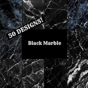 May include: A collage of 50 black marble designs. The text "50 DESIGNS!" and "Black Marble" is displayed on the image.