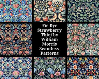 Strawberry Thief William Morris Seamless Pattern: Digital Paper (PNG)