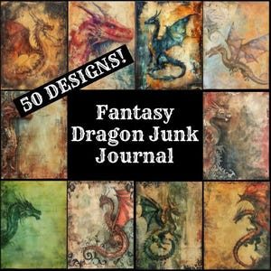 Fantasy Dragon Junk Journal Journal Paper, Fantasy Dragon Junk Journal Printable Paper, Vintage Journal Supplies, Journal Inserts