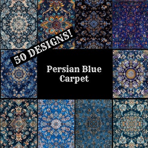 Persian Blue Carpet Journal Paper, Persian Blue Carpet Printable Paper, Vintage Persian Blue Carpet Journal Supplies, Journal Inserts