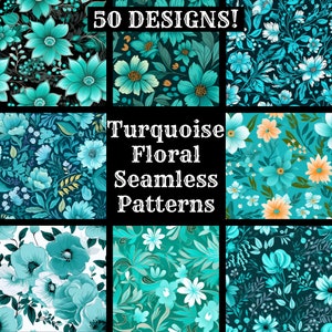 Türkis Floral nahtlose digitales Papier, druckbare Scrapbook Papier nahtlose Texturen, digitale Sofort Download Türkis floralen Hintergrund