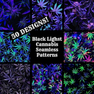 Schwarzlicht Cannabis nahtlose digitales Papier, Schwarzlicht Cannabis druckbare Scrapbook Papier nahtlose Texturen, digitaler Sofort Download